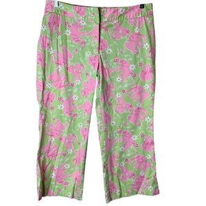Vintage Lilly Pulitzer Toast of the Town Pink Elephant Capri Size 6 Resort Vaca